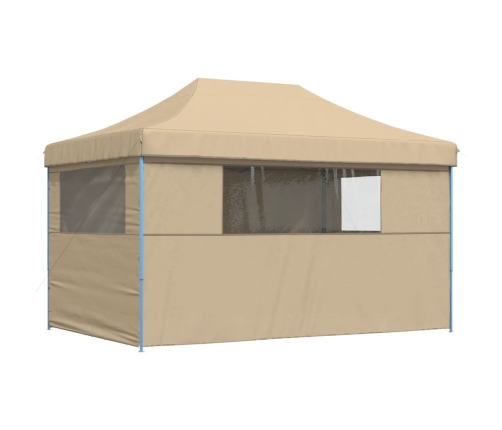 Tienda de fiesta plegable Pop-Up con 4 paredes laterales beige