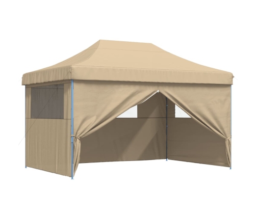 Tienda de fiesta plegable Pop-Up con 4 paredes laterales beige