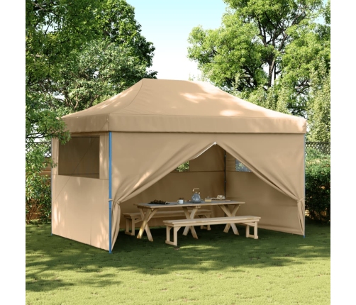 Tienda de fiesta plegable Pop-Up con 4 paredes laterales beige