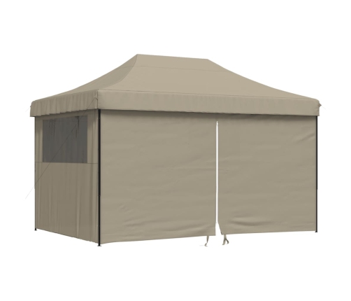 Tienda de fiesta plegable Pop-Up con 4 paredes laterales taupe