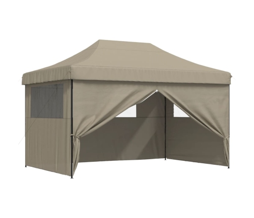 Tienda de fiesta plegable Pop-Up con 4 paredes laterales taupe