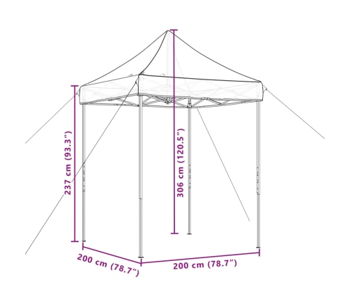 Tienda de fiesta plegable Pop-Up marrón 200x200x306 cm