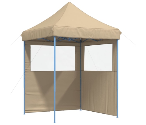 Tienda de fiesta plegable Pop-Up con 2 paredes laterales beige