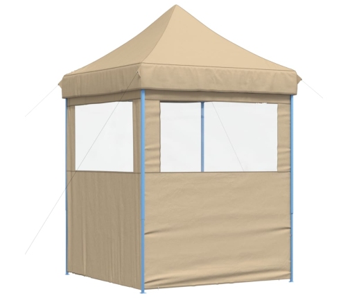 Tienda de fiesta plegable Pop-Up con 2 paredes laterales beige