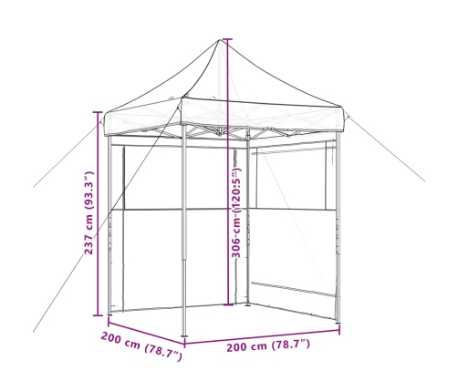 Tienda de fiesta plegable Pop-Up con 2 paredes laterales beige