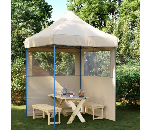 Tienda de fiesta plegable Pop-Up con 2 paredes laterales beige