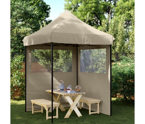 Tienda de fiesta plegable Pop-Up con 2 paredes laterales taupe