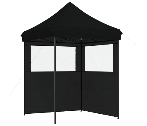 Tienda de fiesta plegable Pop-Up con 2 paredes laterales negra