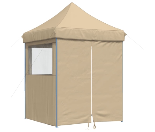 Tienda de fiesta plegable Pop-Up con 4 paredes laterales beige