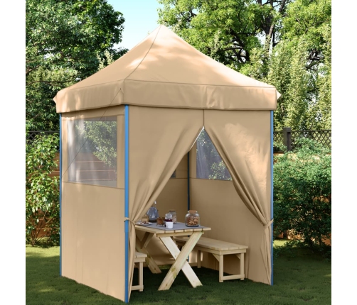 Tienda de fiesta plegable Pop-Up con 4 paredes laterales beige