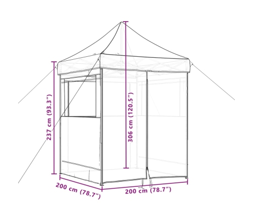 Tienda de fiesta plegable Pop-Up 4 paredes laterales naranja