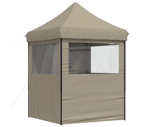 Tienda de fiesta plegable Pop-Up con 4 paredes laterales taupe