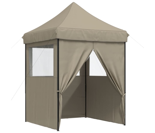 Tienda de fiesta plegable Pop-Up con 4 paredes laterales taupe