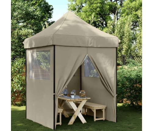 Tienda de fiesta plegable Pop-Up con 4 paredes laterales taupe