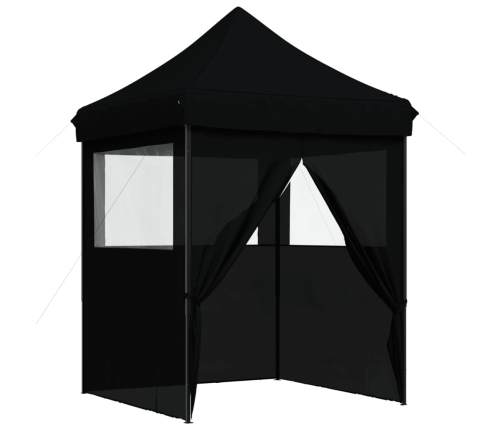 Tienda de fiesta plegable Pop-Up con 4 paredes laterales negra