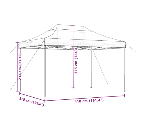 Tienda de fiesta plegable Pop-Up naranja 410x279x315 cm