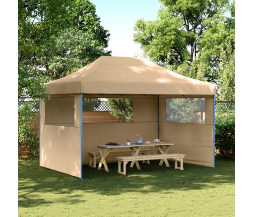 Tienda de fiesta plegable Pop-Up con 3 paredes laterales beige