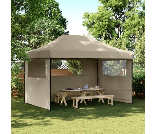 Tienda de fiesta plegable Pop-Up con 3 paredes laterales taupe