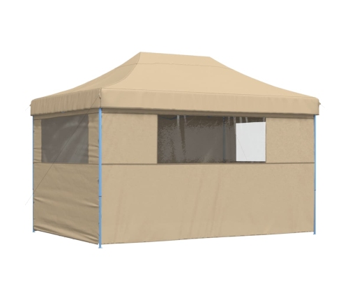 Tienda de fiesta plegable Pop-Up con 4 paredes laterales beige