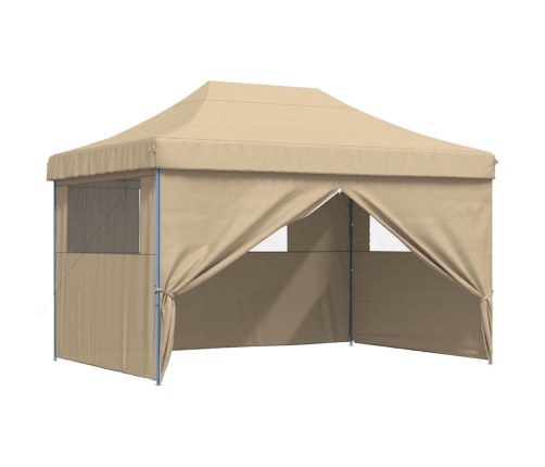 Tienda de fiesta plegable Pop-Up con 4 paredes laterales beige