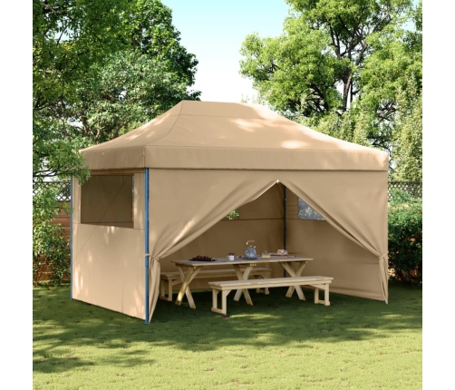 Tienda de fiesta plegable Pop-Up con 4 paredes laterales beige