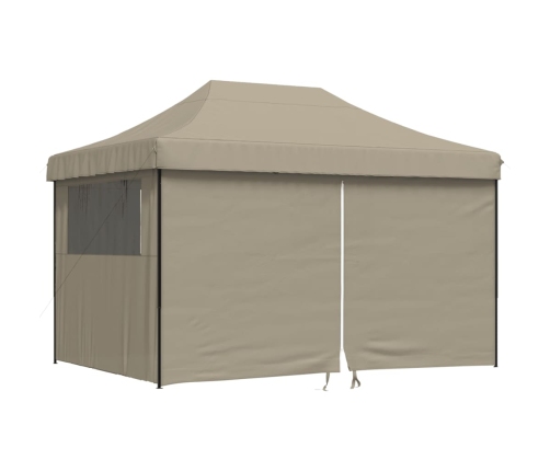 Tienda de fiesta plegable Pop-Up con 4 paredes laterales taupe