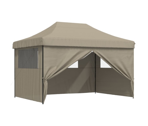 Tienda de fiesta plegable Pop-Up con 4 paredes laterales taupe