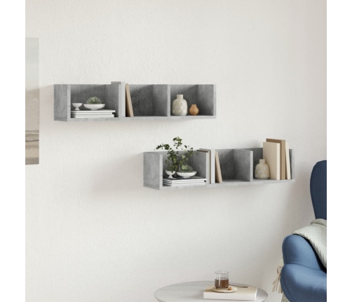 Muebles de pared 2 uds madera de ingeniería gris hormigón