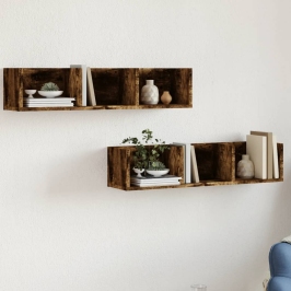 Muebles de pared 2 uds madera de ingeniería roble ahumado