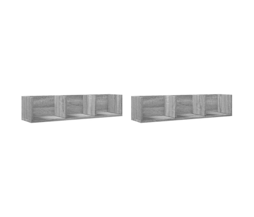 Muebles pared 2 uds madera ingeniería gris Sonoma 75x18x16,5 cm