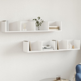 Muebles de pared 2 uds madera ingeniería blanco 99x18x16,5 cm