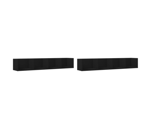 vidaXL Muebles de pared 2 uds madera de ingeniería negro 99x18x16,5 cm