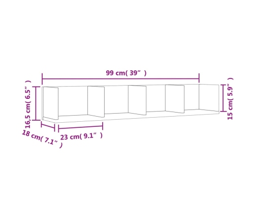 Mueble de pared madera de ingeniería roble Sonoma 99x18x16,5 cm