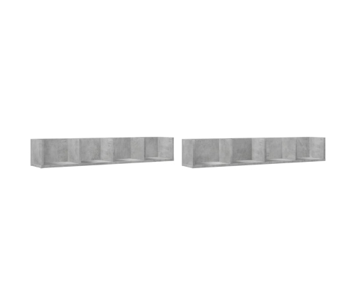 vidaXL Muebles de pared 2 unidades gris hormigón 99x18x16,5 cm