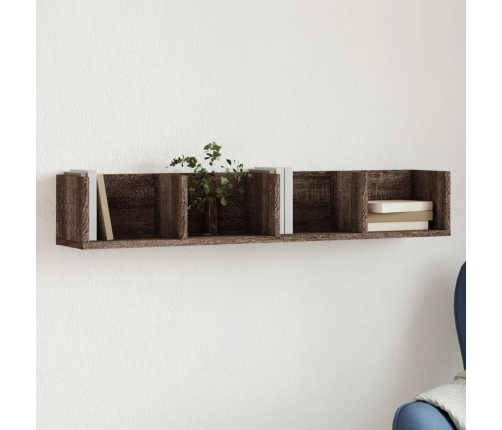 Mueble de pared madera de ingeniería marrón roble 99x18x16,5 cm