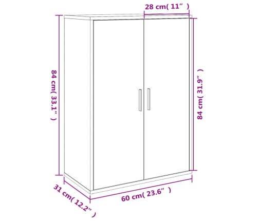 Aparador de madera de ingeniería blanco 60x31x84 cm