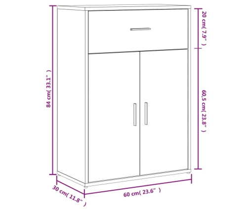 Aparador madera de ingeniería roble Sonoma 60x30x84 cm