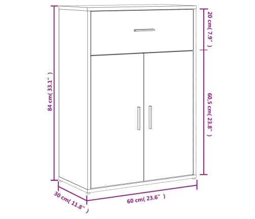 Aparador madera de ingeniería gris Sonoma 60x30x84 cm