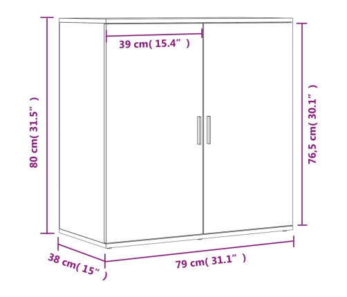 Aparador de madera de ingeniería blanco 79x38x80 cm