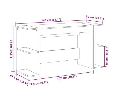 Escritorio madera de ingeniería negro 140x50x75 cm