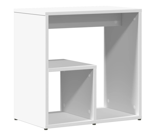 Mesa auxiliar de madera contrachapada blanco 50x30x50 cm