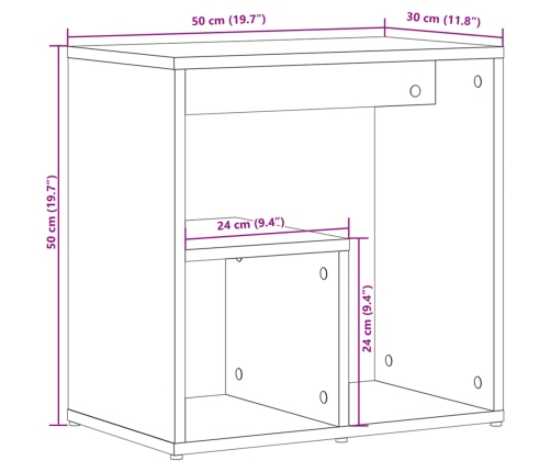 Mesa auxiliar de madera contrachapada blanco 50x30x50 cm