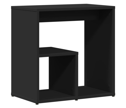 Mesa auxiliar de madera contrachapada negro 50x30x50 cm