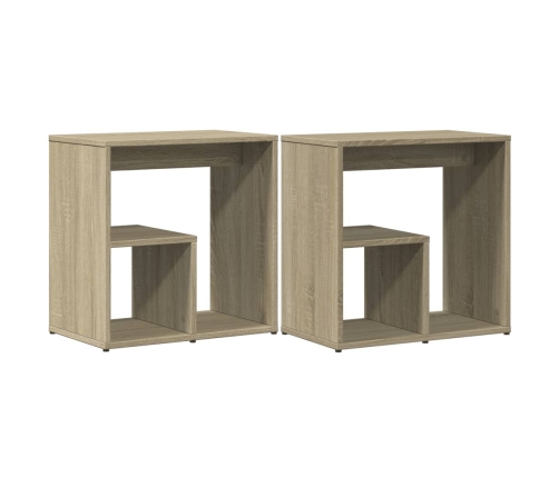 vidaXL Mesa auxiliar 2 uds madera ingeniería roble Sonoma 50x30x50 cm