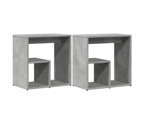 vidaXL Mesa auxiliar 2 uds madera ingeniería gris hormigón 50x30x50 cm