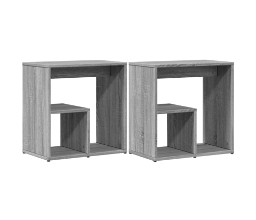 Mesa auxiliar 2 uds madera ingeniería gris Sonoma 50x30x50 cm