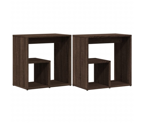 Mesa auxiliar 2 uds madera ingeniería marrón roble 50x30x50 cm