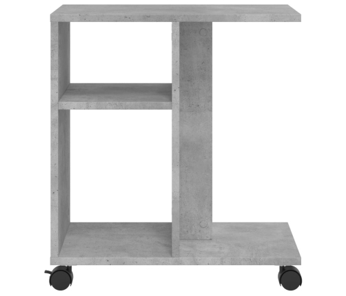 Mesa auxiliar ruedas madera ingeniería gris hormigón 50x30x55cm