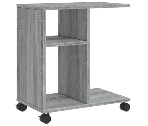 vidaXL Mesa auxiliar ruedas madera ingeniería gris Sonoma 50x30x55 cm