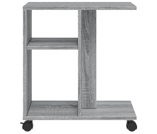 vidaXL Mesa auxiliar ruedas madera ingeniería gris Sonoma 50x30x55 cm